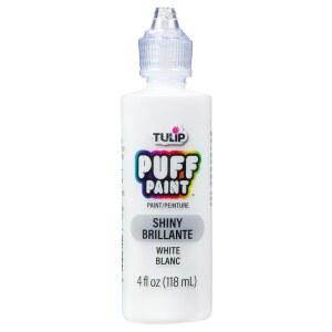 튤립 퍼프 패브릭 페인트, 의류용 영구 공예 페인트, DIY 프로젝트, 무독성, 4온스, 반짝이는 흰색