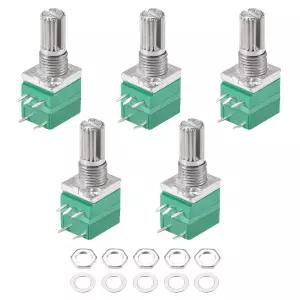 스위치 B5K 옴 가변 저항기가 있는 uxcell 전위차계 싱글 턴 로터리 카본 필름 테이퍼 RV097NS 5pcs