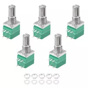 uxcell RV097NS 전위차계 B100K 옴 가변 저항기 싱글 턴 로터리 카본 필름 테이퍼 5개
