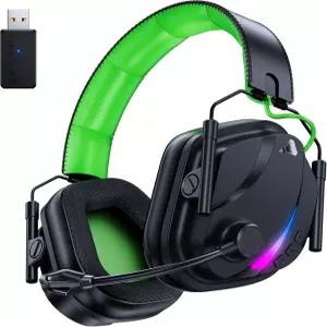 PS5 PC 스위치 Mac 2.4GHz 블루투스 게이밍 헤드폰용 베이키 HW12 무선 헤드셋 노이즈 캔슬링 마이크