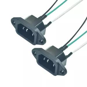 2PCS IEC 320 C14 패널 마운트 플러그 어댑터 AC 250V 10A 3핀 인렛 모듈 전원 커넥터 소켓 3와이어 포함