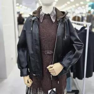 sh06 니트 후드 가죽 절개 점퍼 BBRKJP106B (41926343)