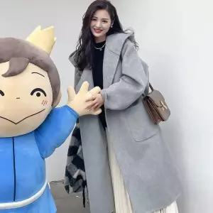 솔저스여성 후드 코트 하프 오피스룩 스트링 슬림핏 모직 OPH1