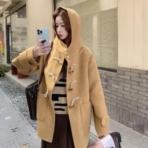 솔저스여성 하프 후드 리버시블 코트 슬림핏 데미지 모직 학생 OPH1