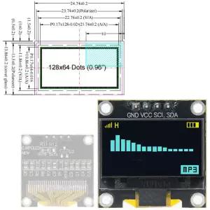 기존 0.96 인치 oled IIC 직렬 백색 디스플레이 모듈 128X64 I2C SSD1306 12864 Arduino 용 LCD 스크린