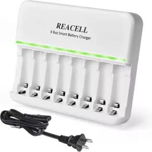REACELL 8 슬롯 AA AAA 배터리 충전기 Ni-MH Ni-CD 충전식 개별 AC 베이