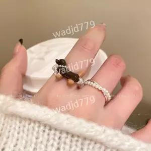 여성 반지 강아지 캐릭터 진주 링 귀여운 디자인 패션 악세서리 선물용 커플