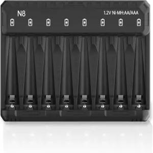AA AAA 배터리 충전기 Ni-MH Ni-CD 충전식 8베이 스마트 5V 2A 고속 기능 및 LED 조명이 있는 독립 제어
