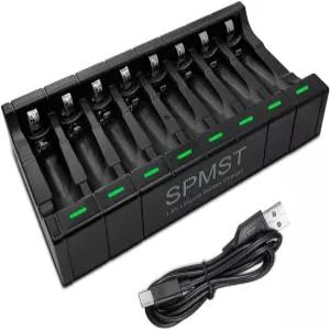 SPMST AA/AAA 배터리 충전기 1.5V 리튬 8슬롯 LED 표시등이 있는 5V 2A 타입-C 고속