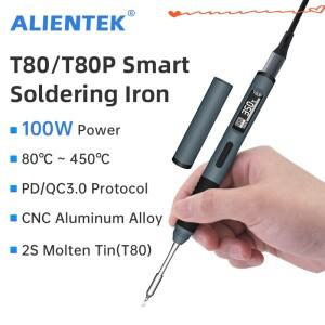 ALIENTEK T80/T80P 조정 가능한 납땜 인두 100W 온도 빠른 열 휴대용 전기 디지털 용접 스테이션 키트 C245