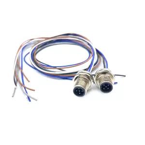2Pcs 1.64피트 M12 5핀 A 코드 남성 커넥터 케이블 IP67 방수 전면 마운트 차폐되지 않은 직선 항공 소켓