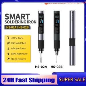 FNIRSI HS-02 온도 조절 가능 납땜 인두 DC 24V 100-450 ℃ 용접 솔더 재작업 스테이션 휴대용 수리