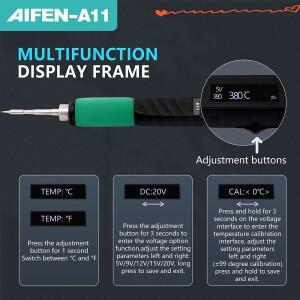 AIFEN a11 휴대용 납땜 인두기 전기 펜 2초 빠른 가열 USB 충전식 수리용 C210 핸들