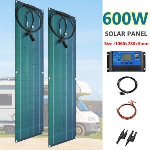 유연한 태양 전지 패널 키트, 단결정 시스템, 보조배터리 캠핑 요트 자동차 RV 12V 충전기, 300W,