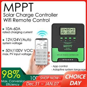 12/24V MPPT 태양열 충전 컨트롤러 Lifepo4 납 산성 리튬 배터리 용 10/20/30/40/50/60A WiFi 패널 레귤레