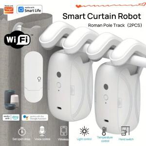 Wi-Fi 게이트웨이 APP 원격 제어 자동 개방 핸드 풀 시작 Alexa와 호환되는 1/2pcs 스마트 커튼 로봇