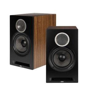 ELAC 데뷔 레퍼런스 B6.2 책장 스피커 - 쌍 블랙 배플 호두 캐비닛