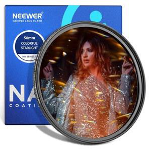 NEWER 58mm 컬러풀 스타라이트 브러시드 카메라 렌즈 필터 아나모픽 플레어 특수 효과 샤이닝 스타버스트 사진 프리즘 액세서리
