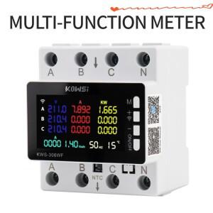 KWS-306WF 3상 WiFi 전력계 85-290V 컬러 스크린 에너지 모니터(전류 전압 보호 및 릴레이 포함)