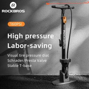 ROCKBROS 자전거 펌프 160PSI 고압 오토바이 MTB 도로 타이어 공기 순환 Schrader Presta 밸브