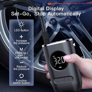 미니 휴대용 에어 펌프 팽창기 자동차 오토바이 자전거 요트 농구 전기 LED 스마트 디지털 4000mAh