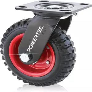 POWERTEC 6인치 캐스터 휠 작업대용 고무 노브비 트레드가 있는 헤비 듀티 회전판 돌리 카트 트롤리 왜건