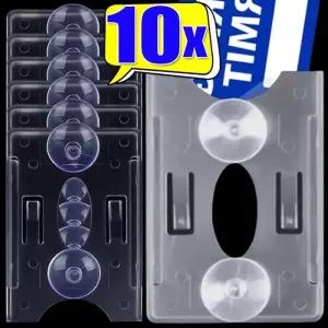 1-10pcs 자동차 앞 유리 주차 ID 투명 보호 카드 홀더 자동 티켓 흡입 컵 클립 패스너