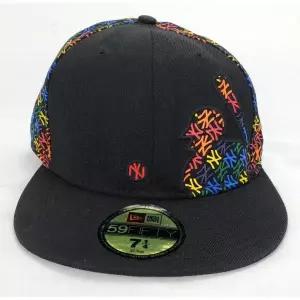 [관부가세포함] 뉴욕 양키스 뉴에라 성인 모자 7 1/4 블랙 레인보우 로고 7.25 야구