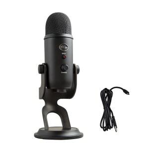 크리에이터 블루 예티 USB 마이크 PC Mac 게임 녹음 스트리밍 팟캐스트 스튜디오 및 컴퓨터 콘덴서 VOCE 효과 4가지 픽업 패턴 플러그 앤 플레이 - 블랙아웃