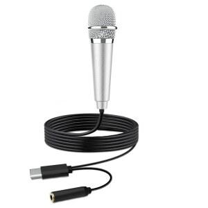 안드로이드 폰 노트북 태블릿용 USB C 미니 노래방 마이크 음성 비디오 녹음 브이로그 팟캐스트 유튜브용 소형 ASMR 1 PCS 실버