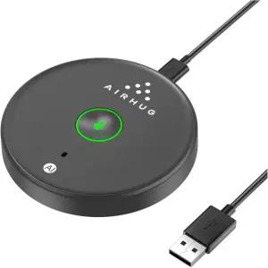 AIRHUG USB 마이크 스피커 없음 데스크톱 컴퓨터 LED 표시등이 있는 음소거 버튼 AI 소음 감소 플러그 앤