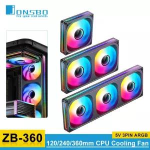 Jonsbo ZB-120/240/360 컴퓨터 케이스 팬 5V ARGB 120mm 수냉식 CPU 냉각 PWM ZB-360BR 정방향/역방향 키트