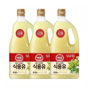 해표 식용유 콩기름 1.8L x 3개 대두유 기름 오일