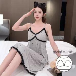 픽호샵 치마 롱 여름 프렌치 슬립 나시 파자마 레이스 잠옷세트 커플 꾹2