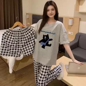 픽호샵 하계 커플 잠옷세트 캐릭터 잠옷 라운드 반팔 반바지 긴바지 세트 3종 꾹2