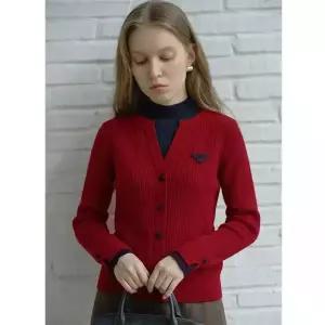 율랑팡 여성용 니트 울 봄 페이크 투피스 스웨터 이른 슬림핏 반폴라 코튼 상의 HO1