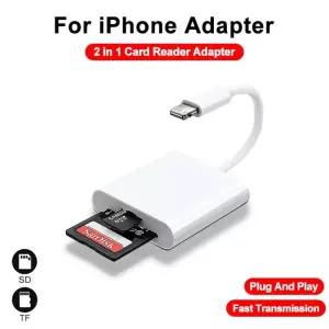 2-in-1 Lightning 플래시 카드 리더기 TF iPhone/iPad용 슬롯 메모리 카드/미니 SD 어댑터에 적합