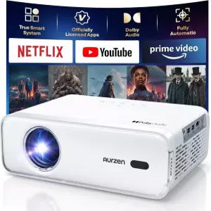 Aurzen EAZZE D1 스마트 빔프로젝터 와이파이/블루투스 공식 라이선스 앱 자동 초점/키스톤 Dolby Audio