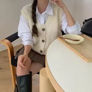 [신세계라이브쇼핑][옷자락] 여성 알파카 오버사이즈 니트 조끼 버튼