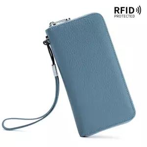 여성용 지갑 Geniune Leather RFID 기능 럭셔리 디자인 롱 지퍼 핸드백 소가죽 카드 가방 패션