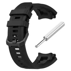 AMAZFIT T-Rex 2 교체 용 실리콘 블랙 밴드 스트랩 T 제거 도구가있는 조정 가능한 스포츠