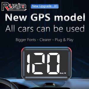 호환 2 인치 X1 HUD 큰 글꼴 자동차 업 디스플레이 속도계 GPS HUD 게이지 KMH 미터 USB 플러그 흰색 녹색 빛 디스플레이