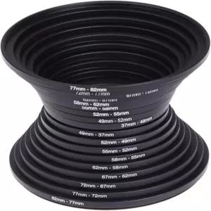 Tookie 18Pcs 필터 링 어댑터 세트 37-82mm 금속 스텝 업/다운 렌즈 디지털 SLR 카메라와 호환됨