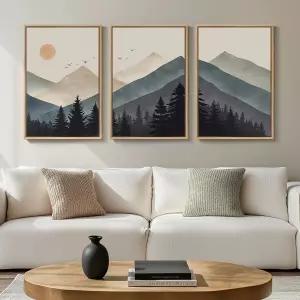 쿠스핀 보호 액자 산악 숲 풍경 벽 아트 보헤미안 캔버스 프린트 3점 거실용 현대 자연 3 카운트 16x24