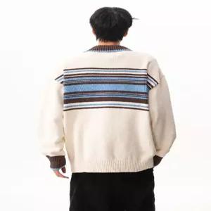 EAMT 남자 니트 집업 스트라이프 카디건 스웨터 상의 커플 YJ1