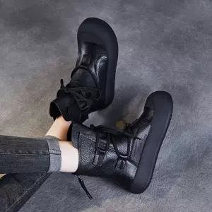 EAMT 빈티지 가을 캐주얼 여사친 워커힐 리얼 가죽 수제 로마 부츠 키높이 미들 워커 소 숏 YJ3