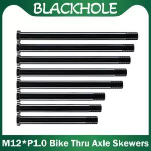 P1.0*M12 자전거 포크 프레임 스루 액슬 꼬치 12mm 바퀴 허브 퀵 릴리스 MTB 도로 샤프트 너트 부품