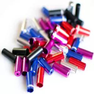 파베터 50pcs 4mm 알루미늄 합금 자전거 딜라유르 변속 브레이크 와이어 케이블 엔드 캡 및 시프터 페룰