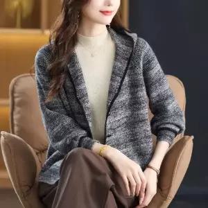 EAMT 여자 니트 캐주얼 가을 가디건 스웨터 카디건 아우터 꽃사 후드 상의 EUNG3