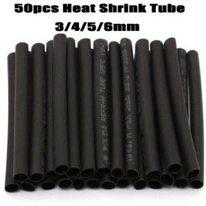 50pcs 3 4 5 6mm 수축 튜브 랩 와이어 케이블 절연 폴리올레핀 수축 튜브 비율 튜브 절연 랩 케이블 슬리브
